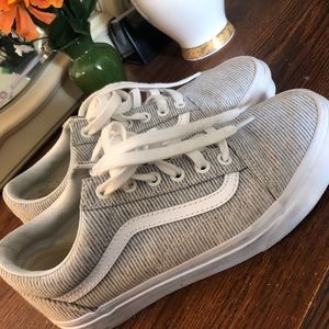 Gray and White striped vans